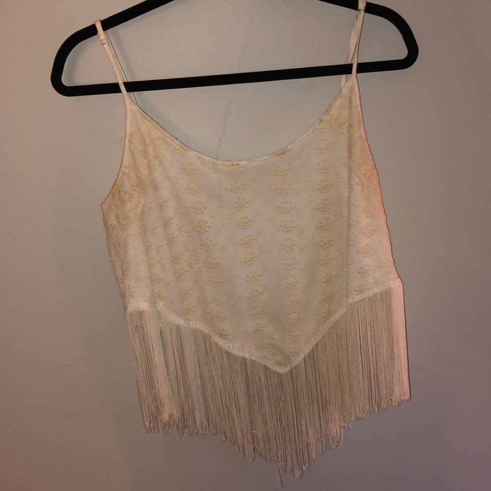 White tassel tank top!!